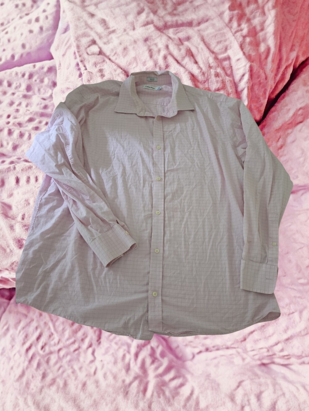 Calvin Klein Pure Pima Cotton Pink Grid Button Down Shirt - Size XXL